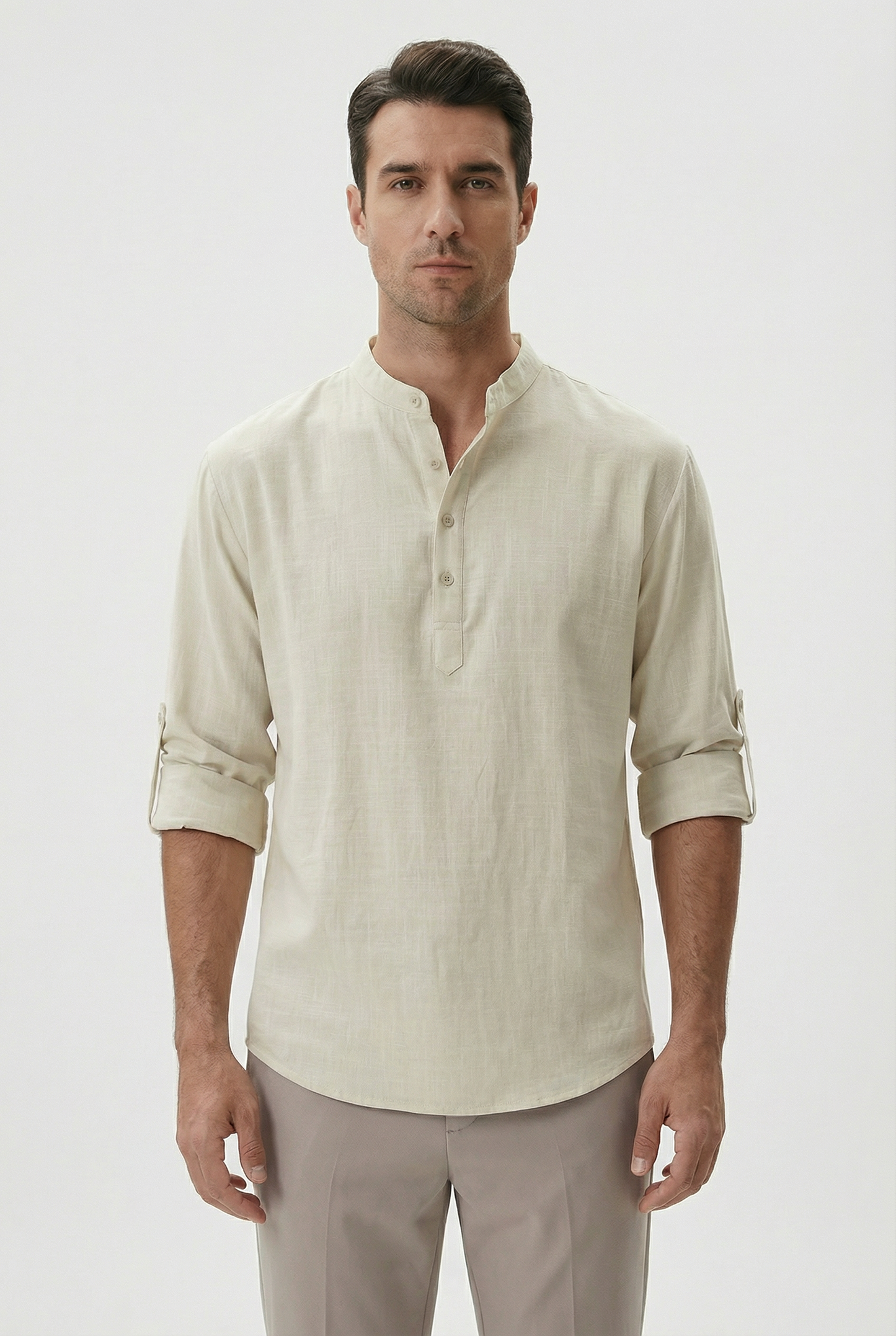 Chemise d’Été Homme en Lin – Manches Relevées Respirante