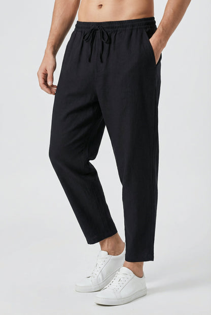 Pantalon Homme Coton-Lin – Coupe Ample Style Estival avec Poches