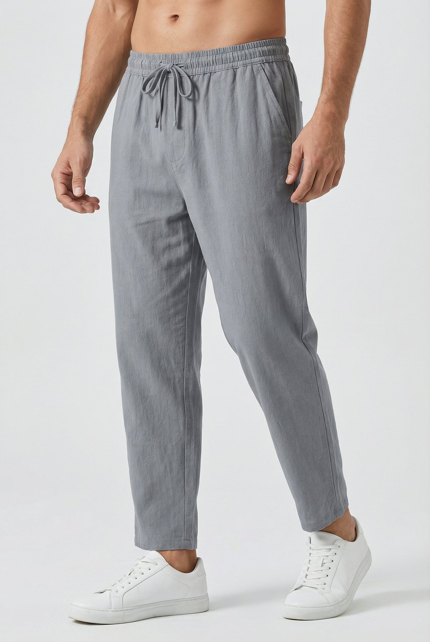 Pantalon Homme Coton-Lin – Coupe Ample Style Estival avec Poches