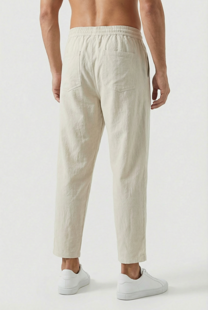 Pantalon Homme Coton-Lin – Coupe Ample Style Estival avec Poches