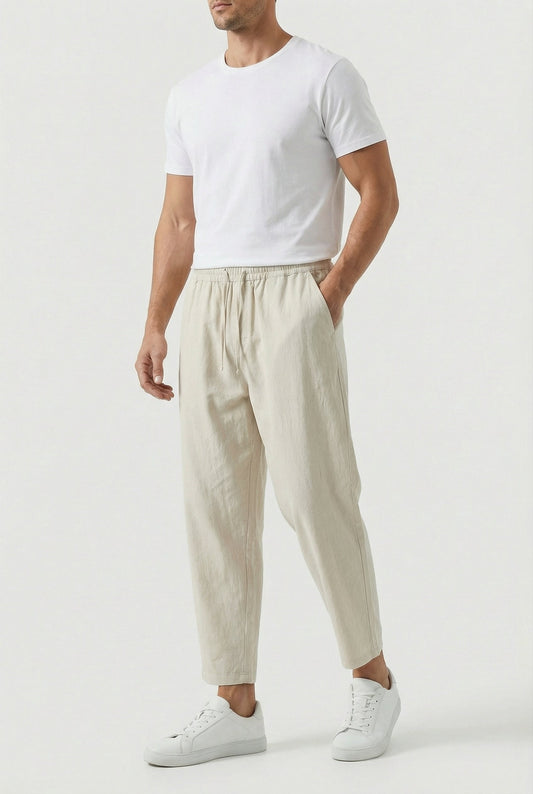 Men's Cotton-Linen Pants – Loose Fit Summer Style with Pockets