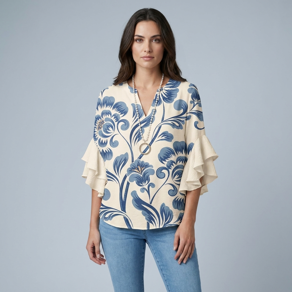 T-shirt femme leger imprime estival - Style casual frais et elegant