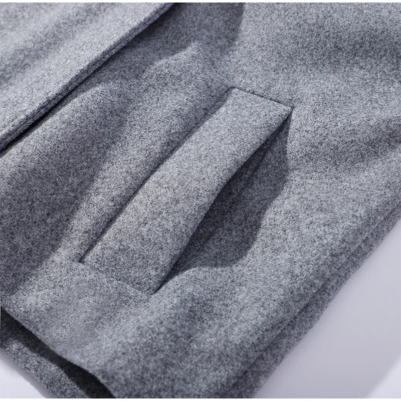 Manteau élégant femmes mélange de laine avec boutons – Vêtement d'hiver à col montant