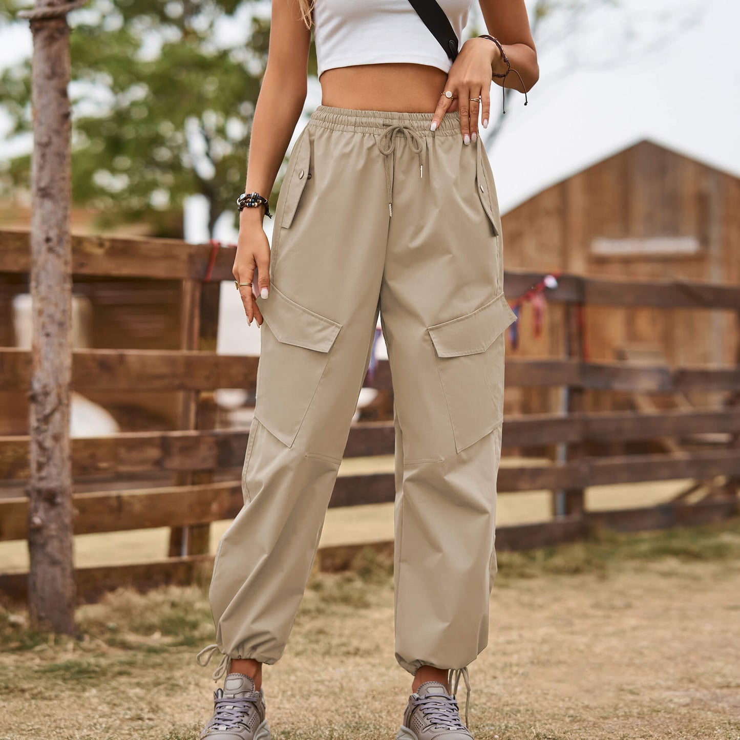 Pantalon cargo fonctionnel léger et élégant pour femme – Pantalon décontracté d’extérieur