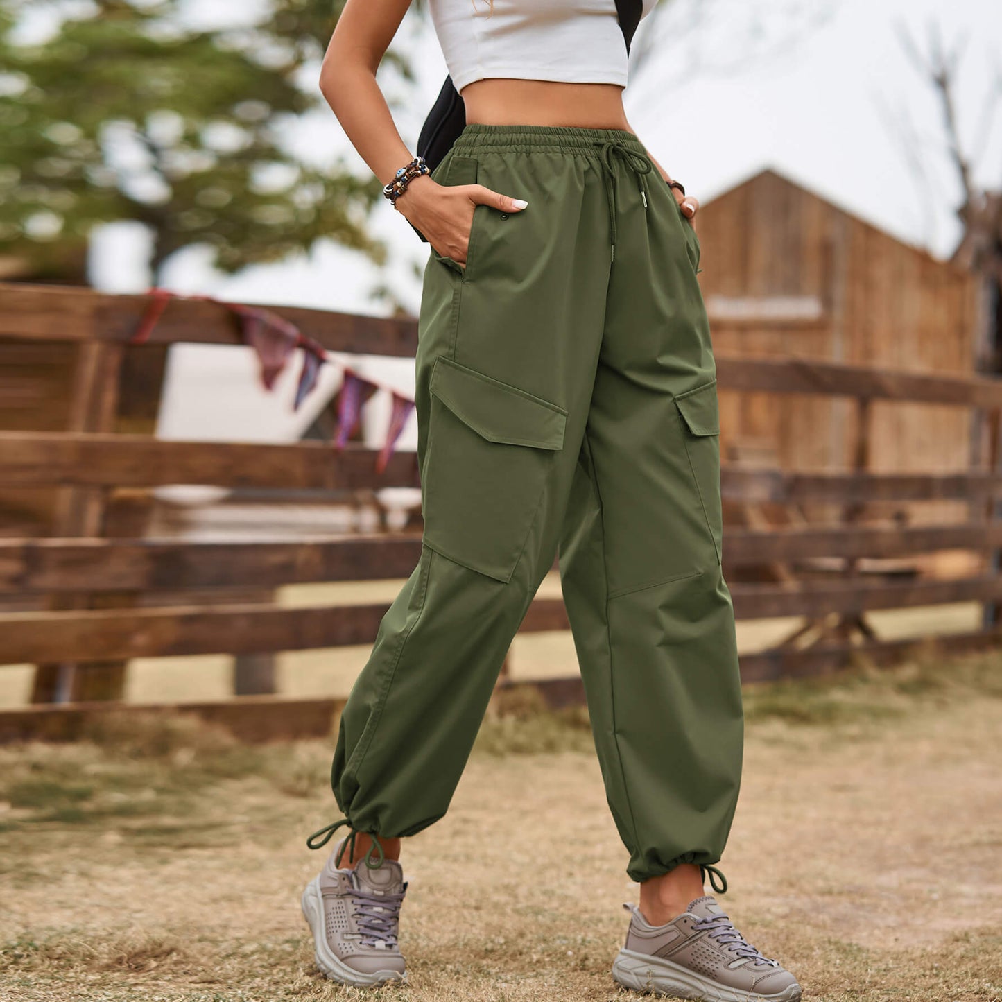 Pantalon cargo fonctionnel léger et élégant pour femme – Pantalon décontracté d’extérieur