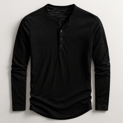 Men's Henley Shirt in Premium Cotton – Long Sleeves Casual Style