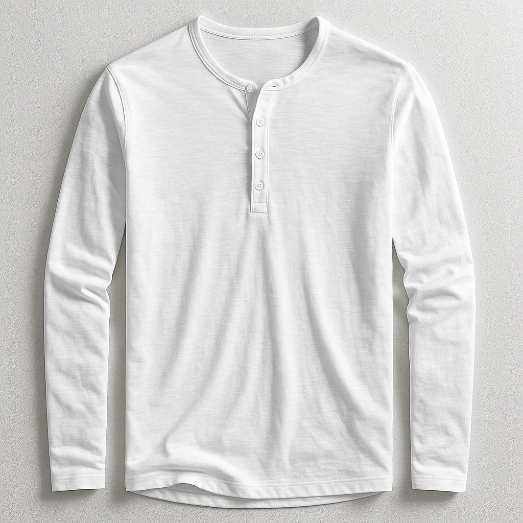 Men's Henley Shirt in Premium Cotton – Long Sleeves Casual Style