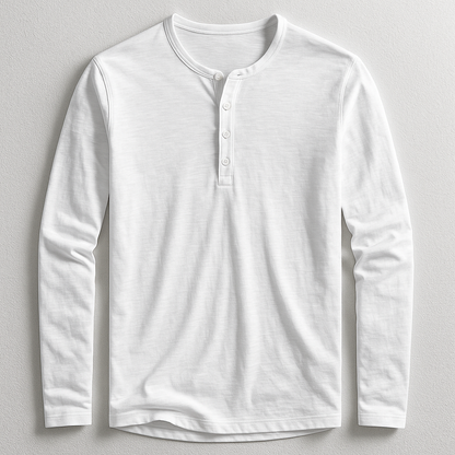 Men's Henley Shirt in Premium Cotton – Long Sleeves Casual Style