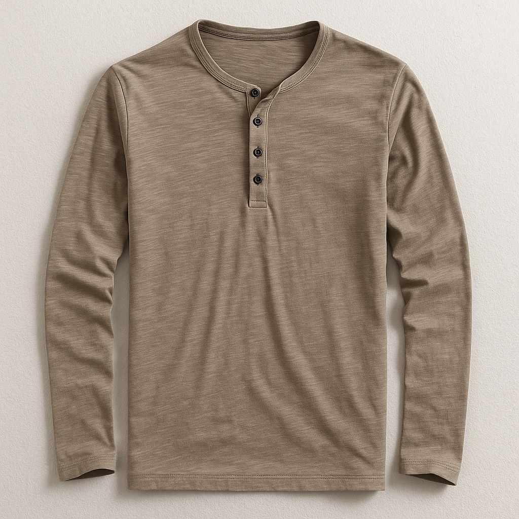 Men's Henley Shirt in Premium Cotton – Long Sleeves Casual Style