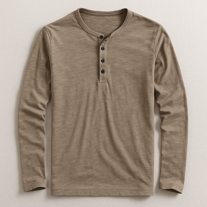 Men's Henley Shirt in Premium Cotton – Long Sleeves Casual Style