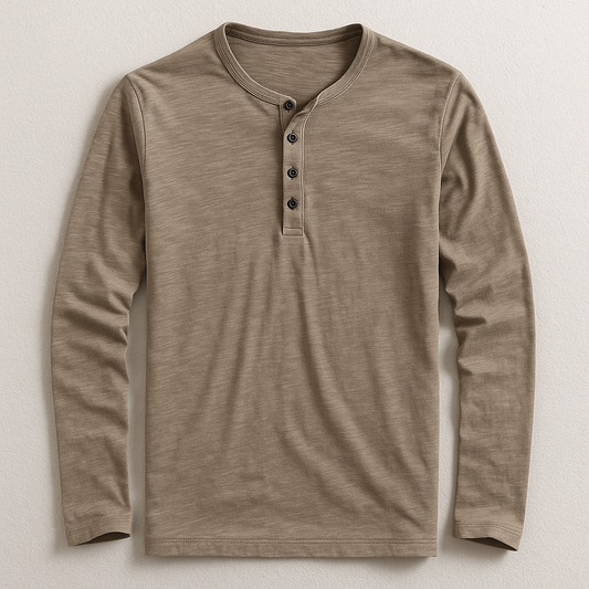 Men's Henley Shirt in Premium Cotton – Long Sleeves Casual Style