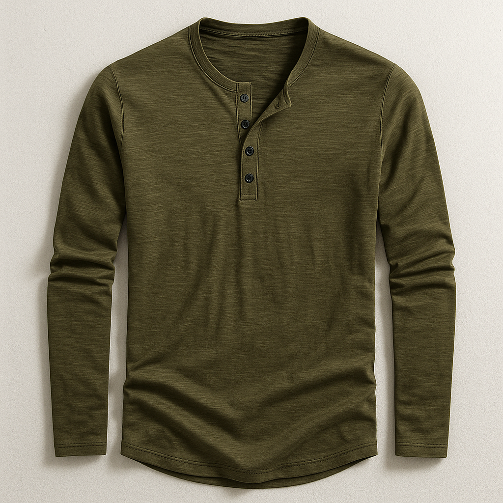Men's Henley Shirt in Premium Cotton – Long Sleeves Casual Style