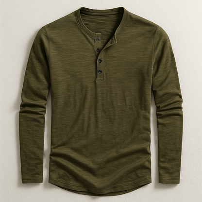 Men's Henley Shirt in Premium Cotton – Long Sleeves Casual Style