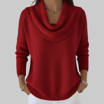Pull Femme en Maille Ondulée – Col Rond Élégant et Doux