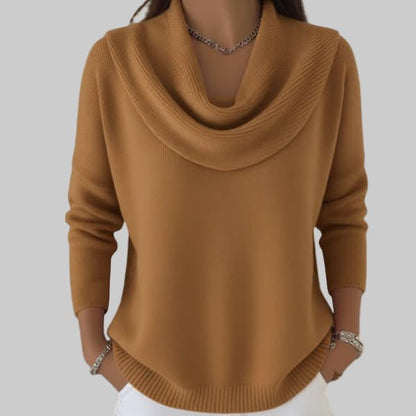 Pull Femme en Maille Ondulée – Col Rond Élégant et Doux