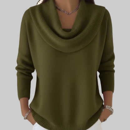 Pull Femme en Maille Ondulée – Col Rond Élégant et Doux