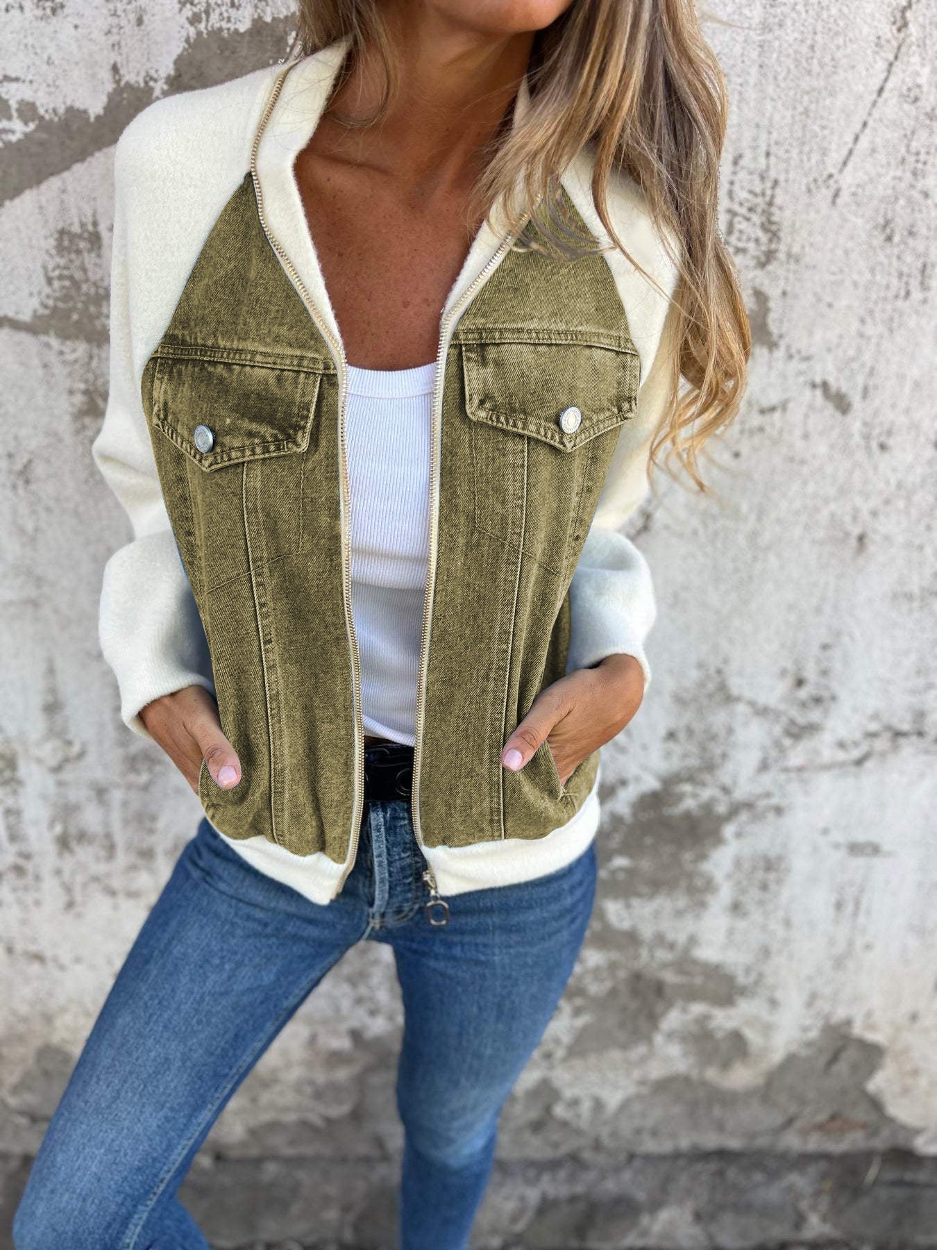 Veste Femme Hiver En Jean Avec Doublure Polaire Et Capuche