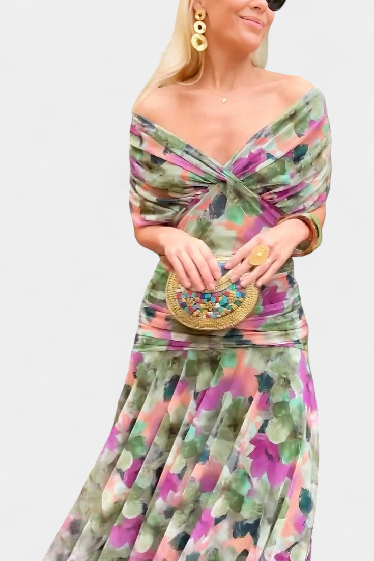 Long V-neck floral dress for women – An elegant and flowing outfit