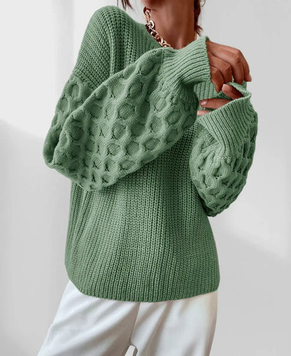 Pull Hiver Douillet à Manches Ballon pour Femme – Tricot Chaud