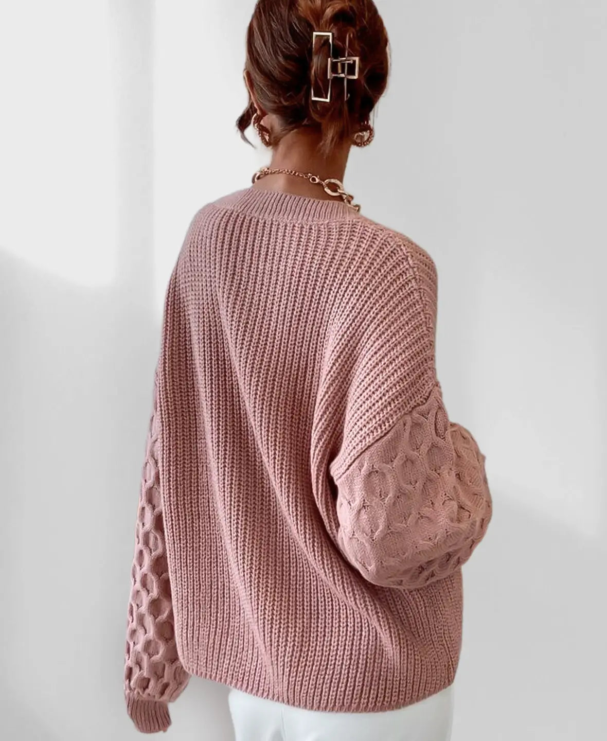 Pull Hiver Douillet à Manches Ballon pour Femme – Tricot Chaud