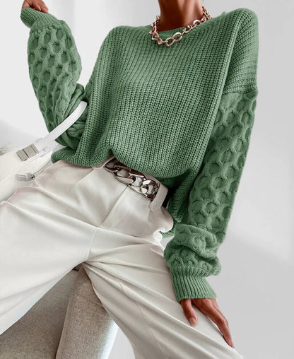 Pull Hiver Douillet à Manches Ballon pour Femme – Tricot Chaud