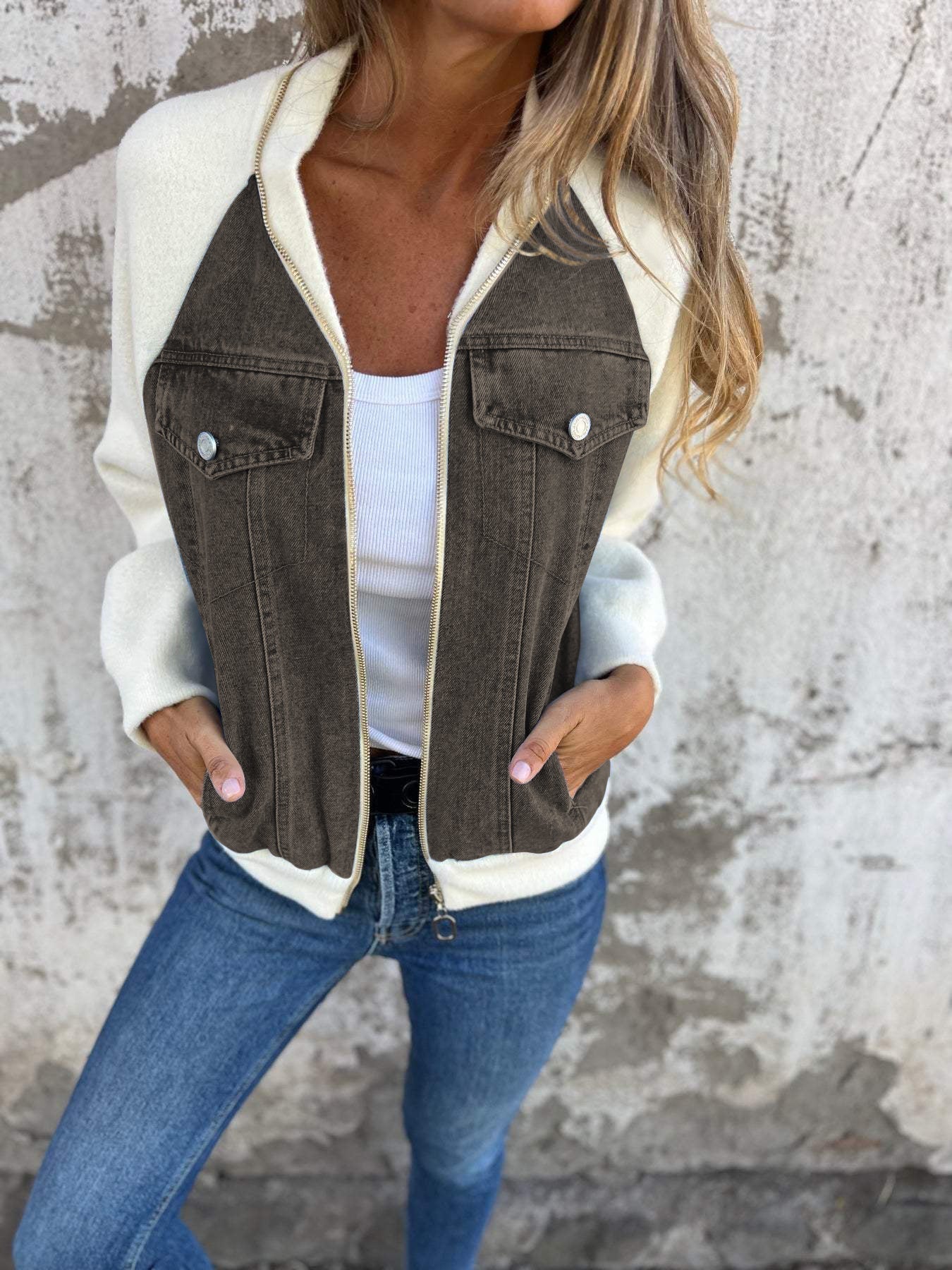 Veste Femme Hiver En Jean Avec Doublure Polaire Et Capuche