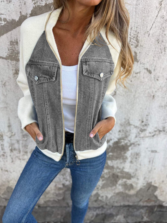 Veste Femme Hiver En Jean Avec Doublure Polaire Et Capuche