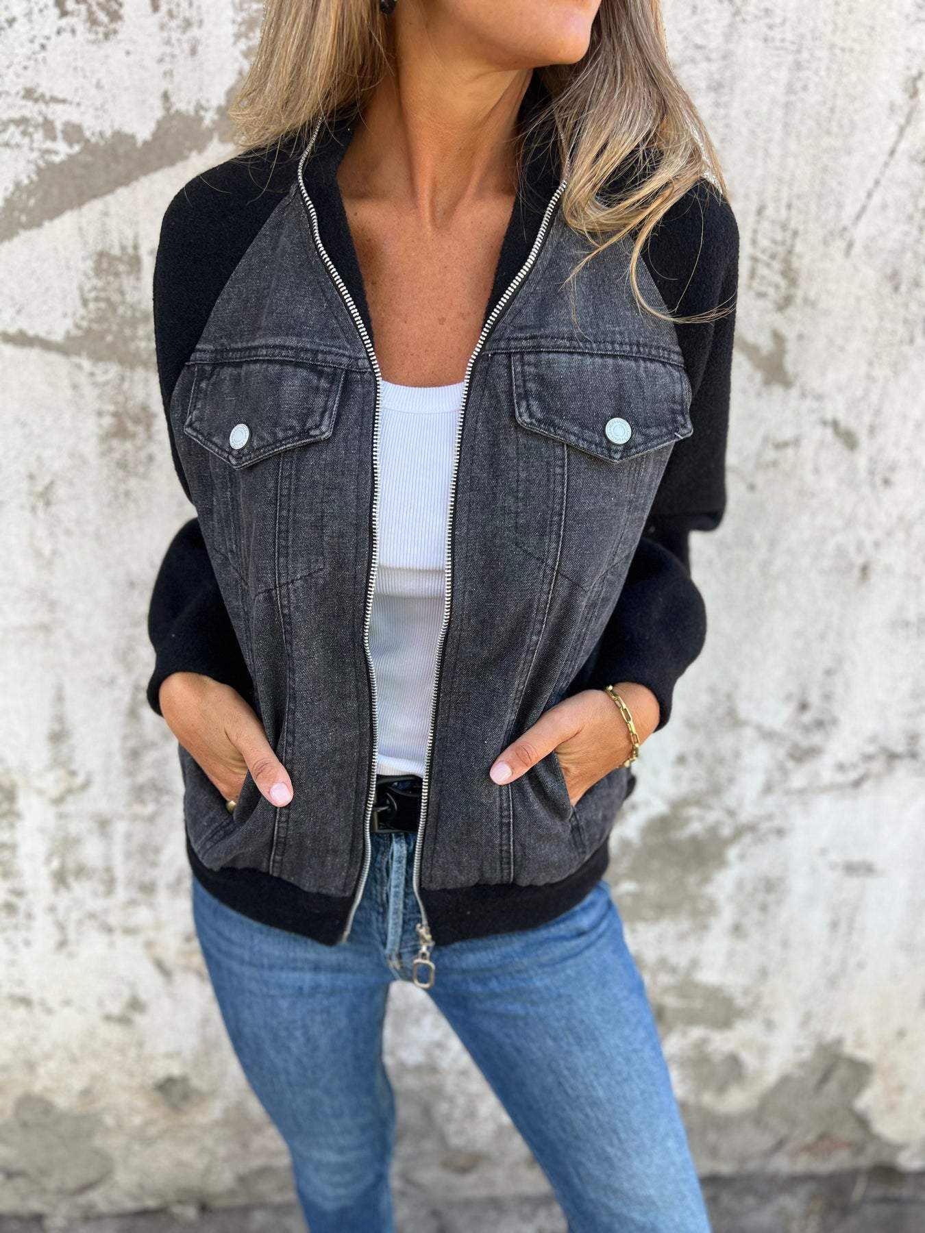 Veste Femme Hiver En Jean Avec Doublure Polaire Et Capuche