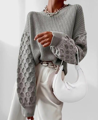 Pull Hiver Douillet à Manches Ballon pour Femme – Tricot Chaud