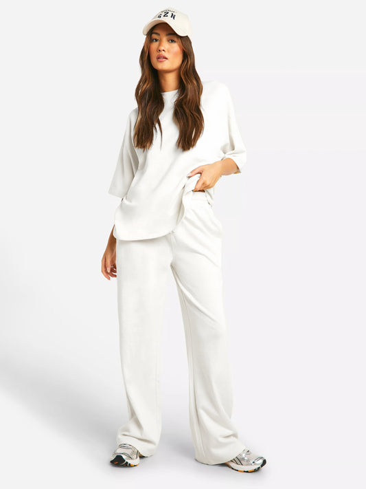 Set High Neck Shirt and Straight Sweatpants for Woman – Loose Summer Casual Fit