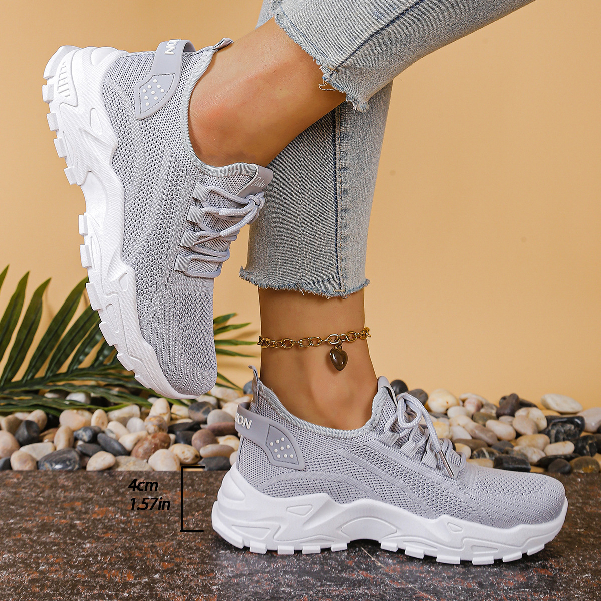 Baskets femme confort avec soutien de la voûte plantaire – Sneakers respirantes à enfiler pour marche quotidienne