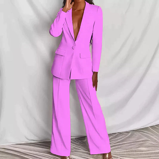 Ensemble tailleur professionnel femme élégant – Blazer et pantalon taille haute pour bureau, affaires et occasions formelles