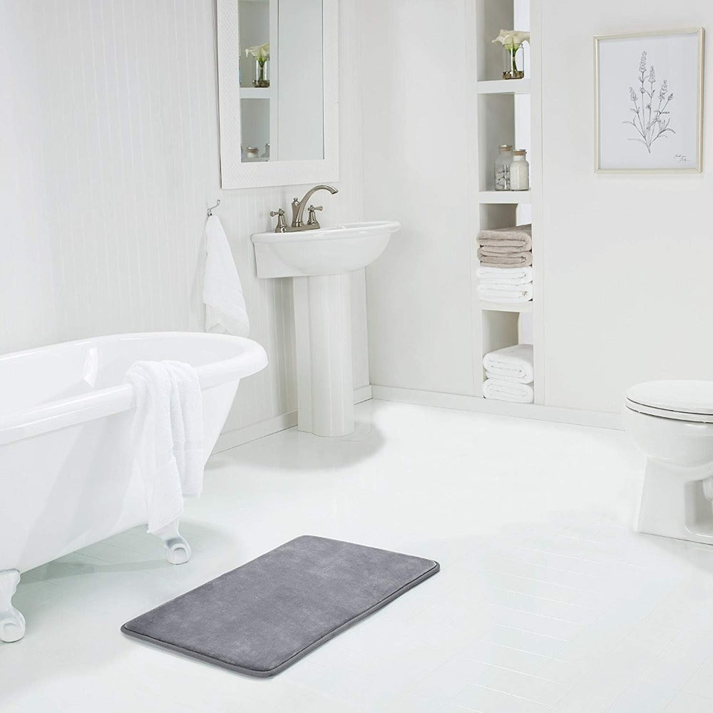 Tapis de Bain en Mousse à Mémoire de Forme Luxe Premium – Tapis de Salle de Bain Antidérapant à Séchage Rapide, Doux et Confortable pour Douche et Baignoire