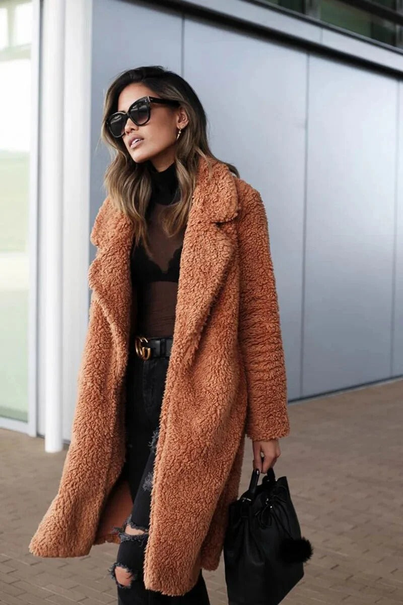 Manteau Long Teddy pour Femme – Manteau Élégant Tendance et Confortable
