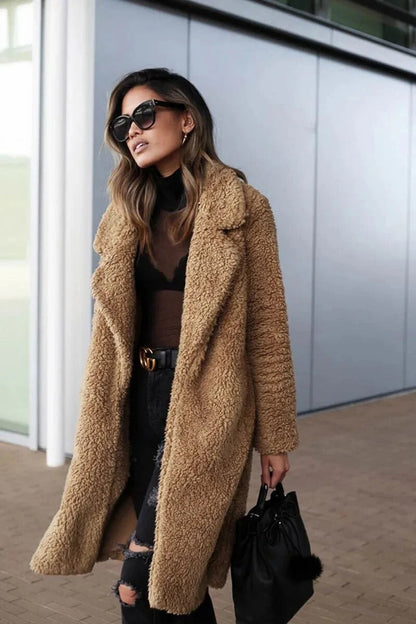 Manteau Long Teddy pour Femme – Manteau Élégant Tendance et Confortable
