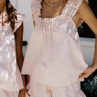 Ensemble Lounge Femme à Volants – Haut Sans Manches et Tenue Deux-Pièces Confortable