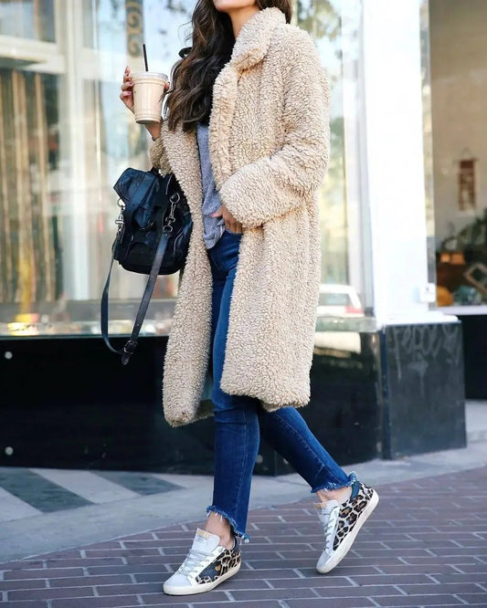 Manteau Long Teddy pour Femme – Manteau Élégant Tendance et Confortable