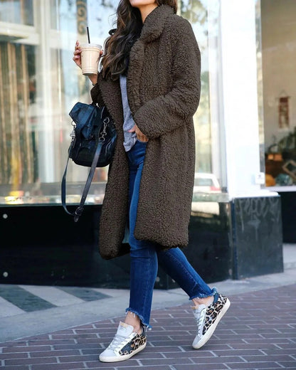 Manteau Long Teddy pour Femme – Manteau Élégant Tendance et Confortable