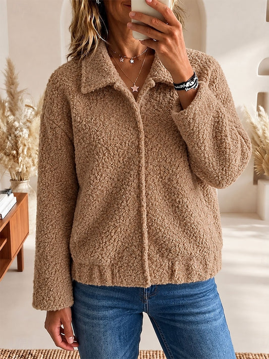 Giacca sherpa da donna con tasche - Calda e confortevole