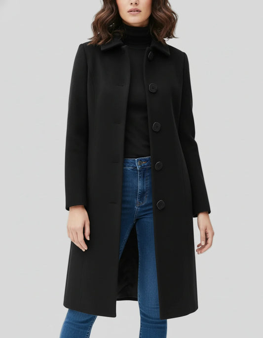 Manteau Trench d’Hiver à Simple Boutonnage pour Femme – Coupe Décontractée et Chaude