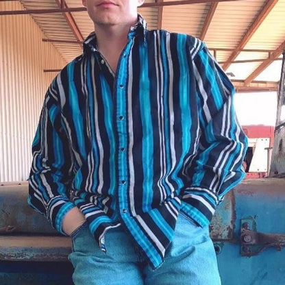 Chemise Homme à Rayures Western - Manche Longue Décontractée
