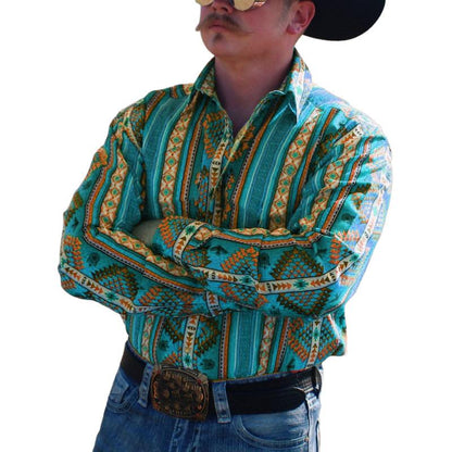 Chemise Homme à Rayures Western - Manche Longue Décontractée
