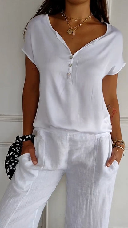 T-shirt confortable à col en V pour femme