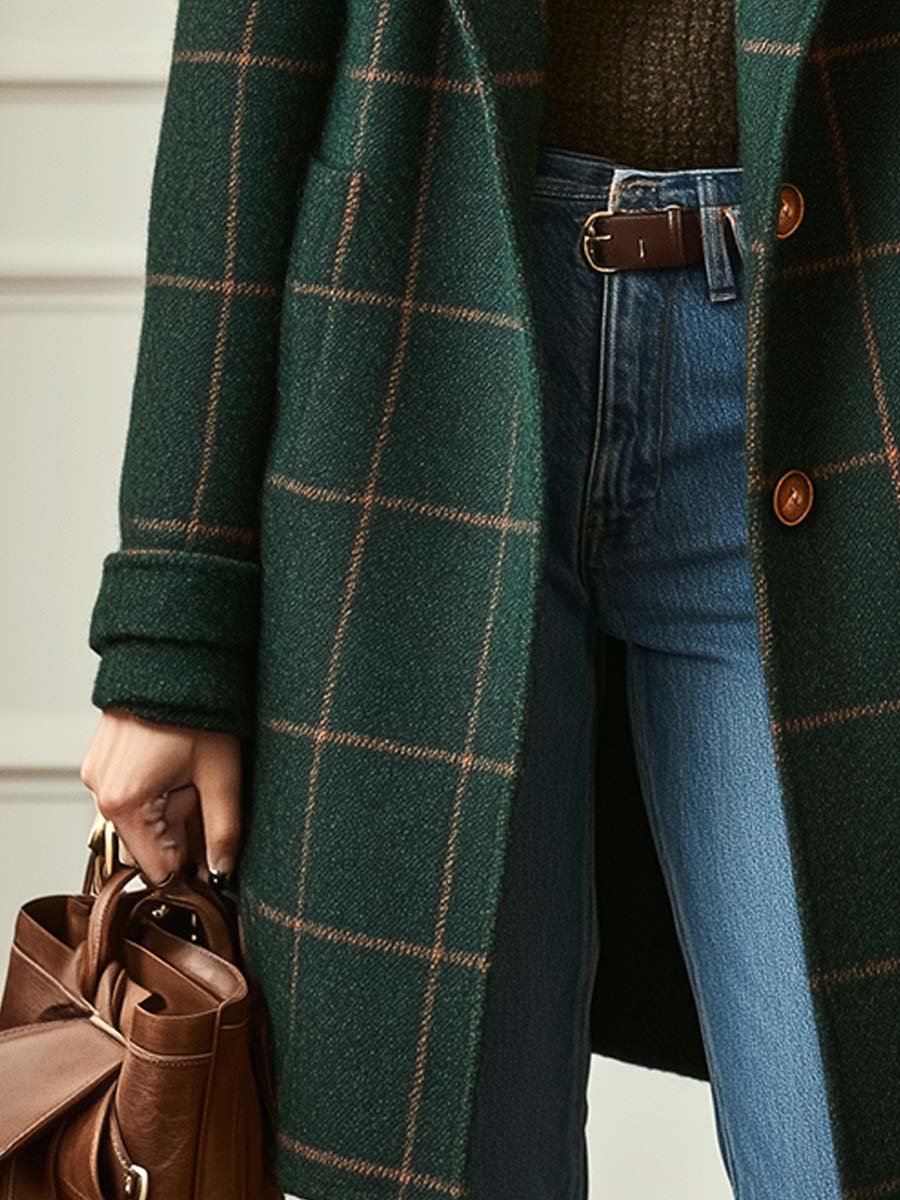 Chaqueta de tweed para mujer con solapas - Retro y elegante