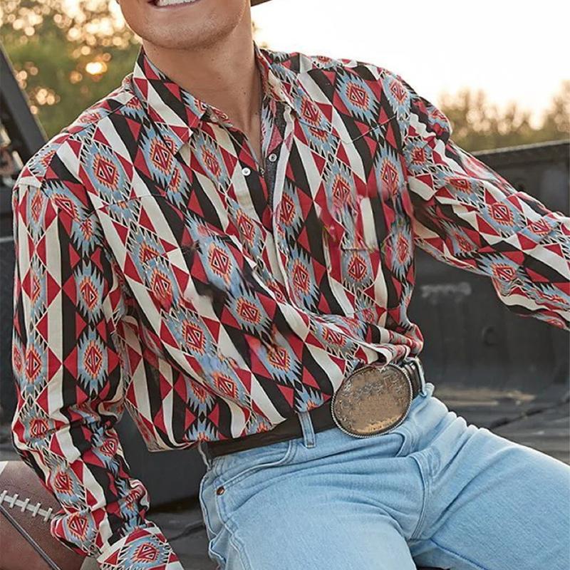 Chemise Homme à Rayures Western - Manche Longue Décontractée