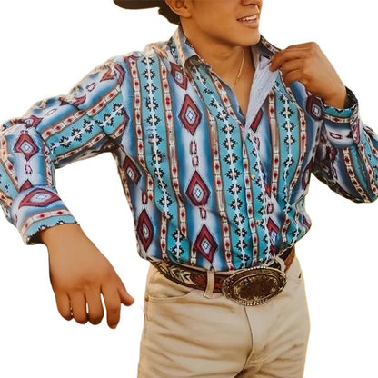 Chemise Homme à Rayures Western - Manche Longue Décontractée