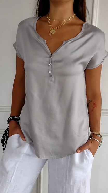 T-shirt confortable à col en V pour femme