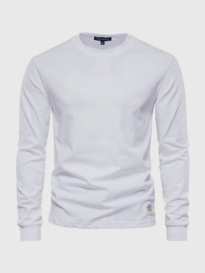 T-Shirt Homme Manches Longues en Coton – Col Rond Décontracté