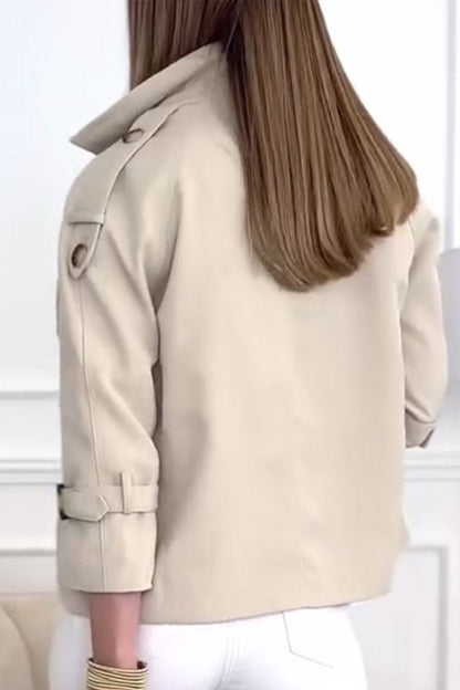 Trench-coat court élégant pour femme – Vêtements d'extérieur beiges à boutons