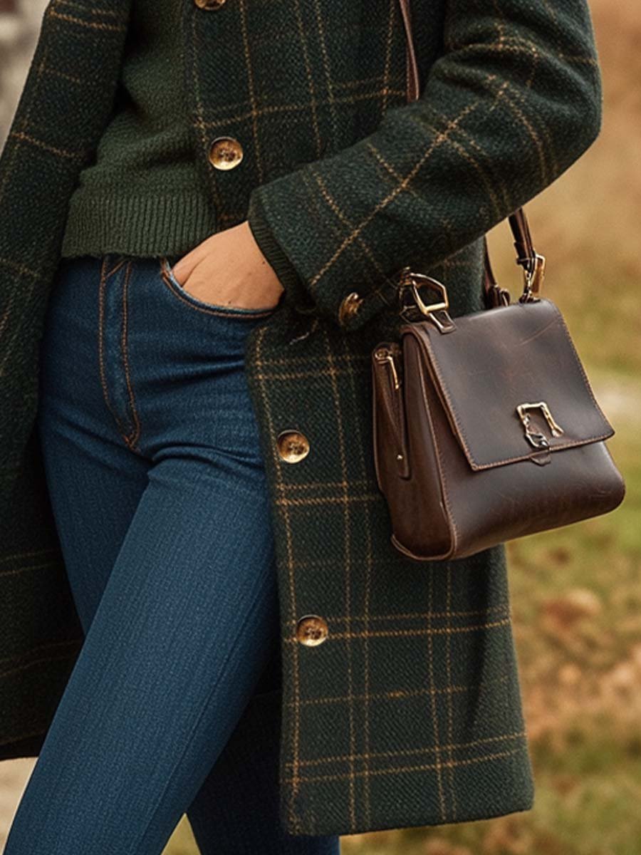 Femme élégant laine carreaux Manteau d'hiver – Long boutonné vêtement d'extérieur